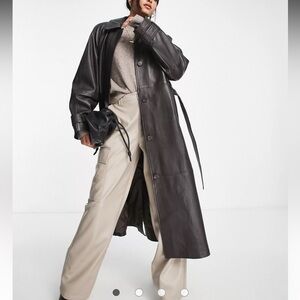 ASOSDesign brown leather trench